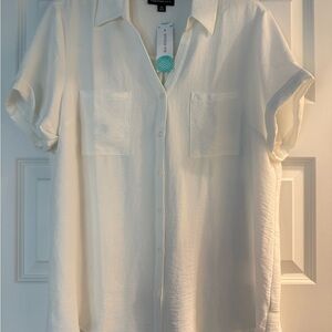 Fortune + Ivy White Button-Up Short Sleeved Shirt